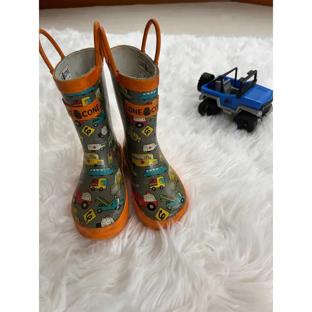 Lone Cone Toddler Rain Boots Car Print